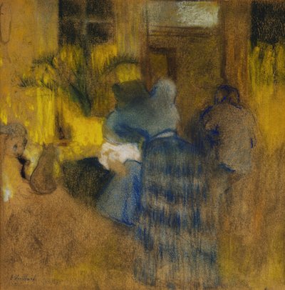 Innenraum Gelb und Blau, Katze und Kind von Edouard Vuillard