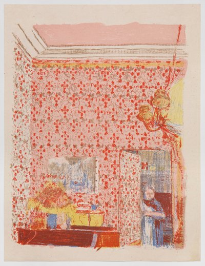 Innenraum mit rosa Tapete I, aus der Serie „Landschaften und Innenräume“ von Edouard Vuillard