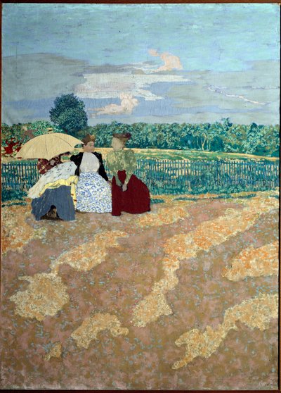 Die öffentlichen Gärten: Das Gespräch (in der Mitte) (Detail des Triptychons) von Edouard Vuillard