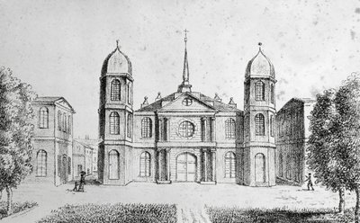 Kirche in New Orleans, USA, Lithographie von Edouard de Montulé (1792-1828) aus 