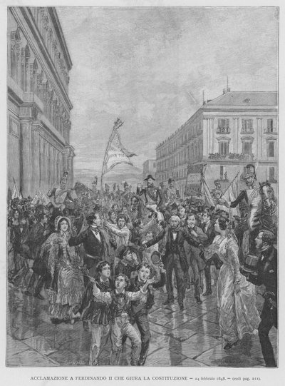 Akklamation an Ferdinand II., der die Verfassung schwört, 24. Februar 1848 von Edouardo Matania