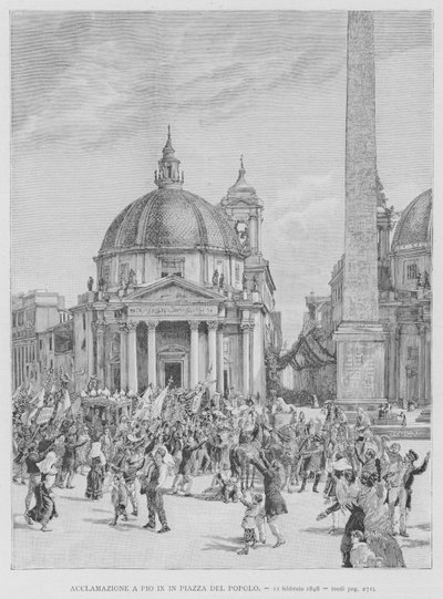 Akklamation an Pius IX. auf der Piazza del Popolo von Edouardo Matania