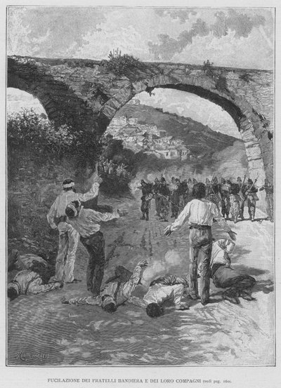 Erschießung der Brüder Bandiera und ihrer Gefährten (Gravur) von Edouardo Matania