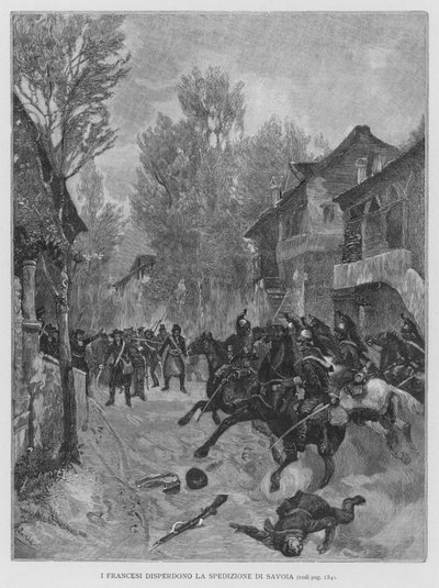 Die Franzosen zerstreuen die Expedition von Savoyen (Gravur) von Edouardo Matania
