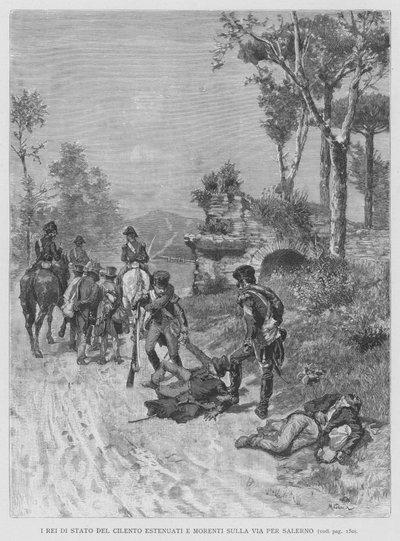 Die Staatsverbrecher von Cilento erschöpft und sterbend auf dem Weg nach Salerno von Edouardo Matania