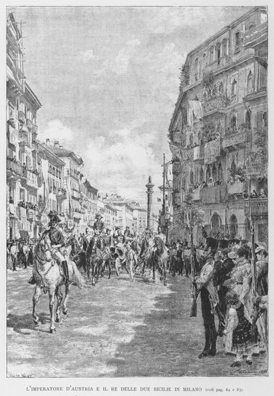 Der Kaiser von Österreich und der König beider Sizilien in Mailand von Edouardo Matania