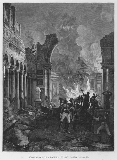 Der Brand der Basilika von San Paolo von Edouardo Matania