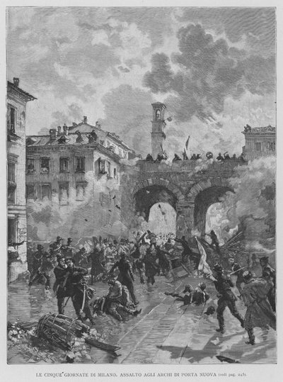 Die fünf Tage von Mailand, Angriff auf die Bögen von Porta Nuova von Edouardo Matania