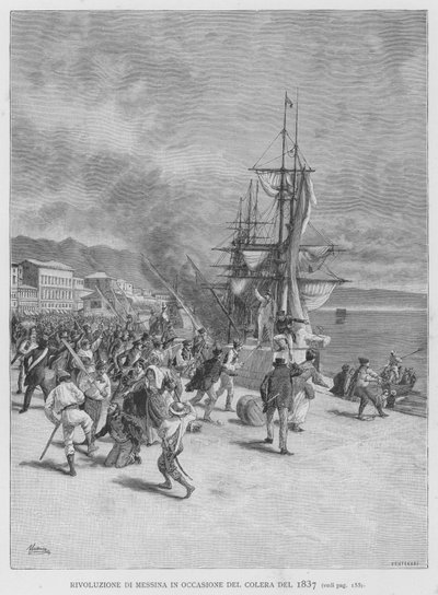 Revolution von Messina anlässlich der Cholera von 1837 von Edouardo Matania