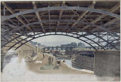 Unter dem Pont des Arts mit Blick auf Pont-Neuf und die Seine-Insel in Paris von Eduard Gaertner