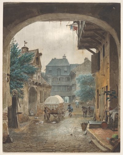 Blick in den Innenhof eines Gasthauses in Colmar von Eduard Gaertner