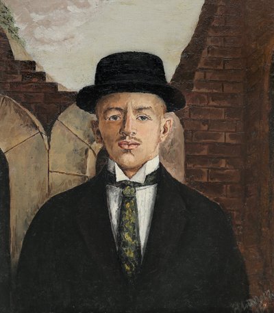 Porträt des Dichters Vasili Kamensky 1884-1961 mit Zylinder, 1917 von Eduard Gustavovich Shiman