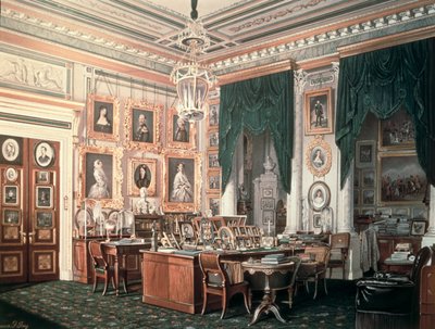 Das Arbeitszimmer von Alexander III. (1845-94) im Gatchina-Palast, ca. 1881 von Eduard Hau