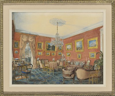 Ansicht des Zeichensaals des Künstlers in seinem Stadthaus an der Newa in St. Petersburg, 1859 von Eduard Hau