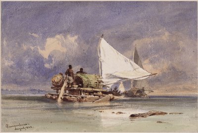 Jangadas auf dem Meer bei Pernambuco von Eduard Hildebrandt