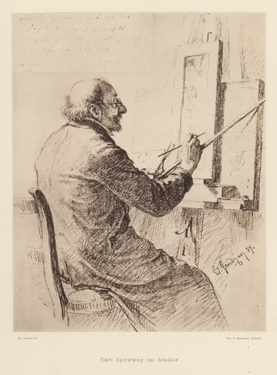 Porträt von Carl Spitzweg, deutscher Romantiker von Eduard von (after) Grutzner