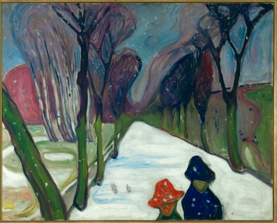 Allee im Schnee von Edvard Munch