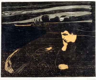 Abend, Melancholie am Strand von Edvard Munch