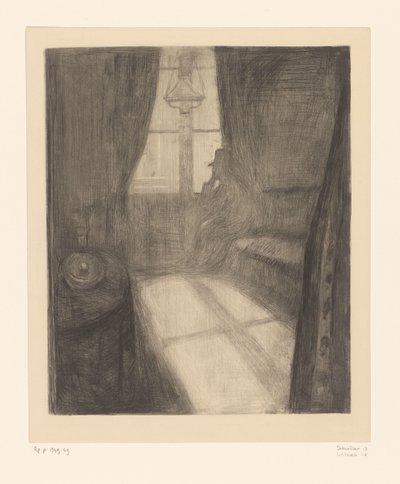 Mann in einem Interieur sitzend am Fenster von Edvard Munch