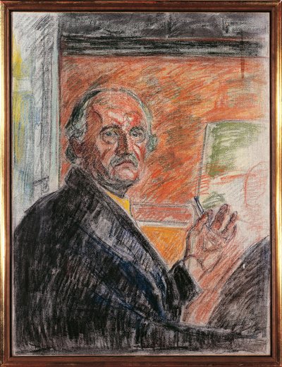 Selbstporträt mit Pastellkreide von Edvard Munch