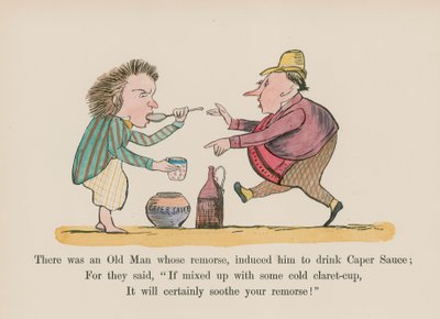 Es war ein alter Mann, dessen Reue ihn dazu brachte, Kapernsauce zu trinken von Edward (after) Lear