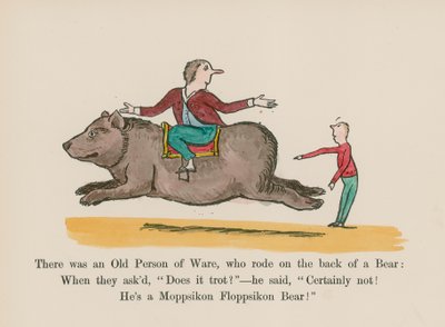 Es war ein alter Mann aus Ware, der auf dem Rücken eines Bären ritt von Edward (after) Lear
