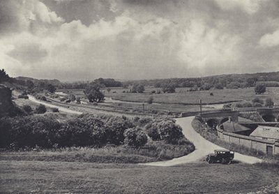 Das Test Valley von Chilbolton Down (s/w Foto) von Edward Alfred Barton