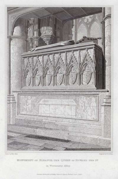 Monument von Eleanor, der Königin von Edward I., in der Westminster Abbey (Gravur) von Edward Blore