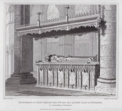 Denkmal von König Heinrich IV. und seiner Königin Johanna von Navarra in der Kathedrale von Canterbury (Gravur) von Edward Blore