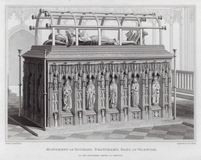 Denkmal von Richard Beauchamp, Earl of Warwick, in der Beauchamp-Kapelle in Warwick (Gravur) von Edward Blore