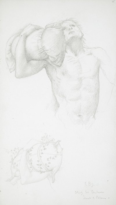 Männlicher Akt mit Kissen von Edward Burne-Jones