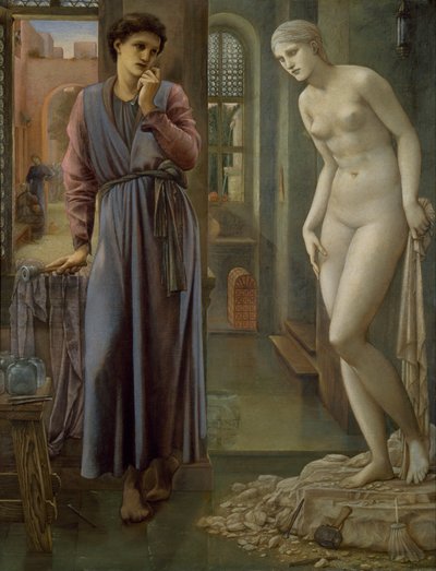 Pygmalion und das Bild - Die Hand zögert von Edward Burne Jones