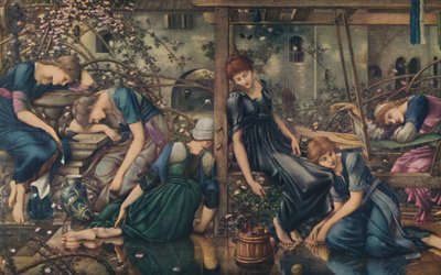 Die Dornröschen, Der Gartenhof, ca. 1890, 1922 von Edward Burne Jones