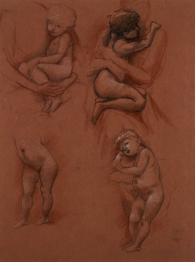 Studien von Kindern in den Armen ihrer Mütter, 1887 von Edward Burne Jones