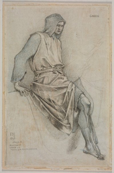 Studie für das Scheitern von Gawain aus den Heiligen Gral Wandteppichen von Edward Burne Jones