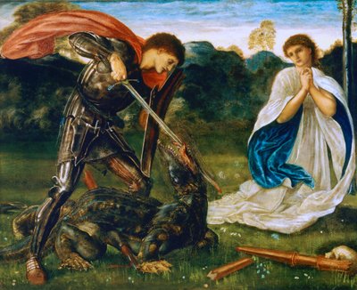 Der Kampf: St. Georg tötet den Drachen VI von Edward Burne Jones