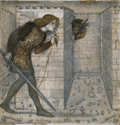 Fliesendesign - Theseus und der Minotaurus im Labyrinth von Edward Burne Jones