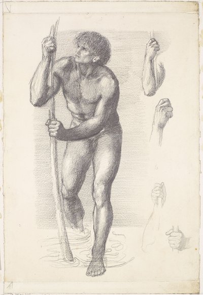 Männlicher Akt - Studie für St. Christophorus von Edward Coley Burne-Jones