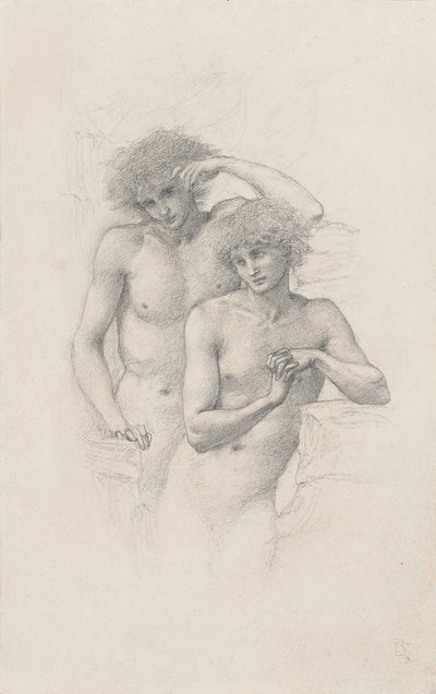 Studie von zwei männlichen Akten für "Arthur in Avalon", ca. 1885 von Edward Burne Jones