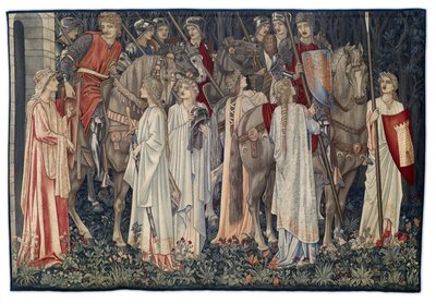 Die Bewaffnung und Abreise der Ritter, Wandteppich entworfen vom Künstler und gewebt von Morris & Co., 1895-96 von Edward Burne Jones