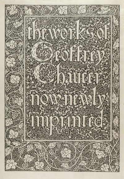 Titelseite, aus Die Werke von Geoffrey Chaucer jetzt neu gedruckt, graviert von William Morris (1834-96) 1896 von Edward Coley after Burne Jones