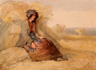 Eine junge Frau, die in einem Kornfeld ruht von Edward Duncan