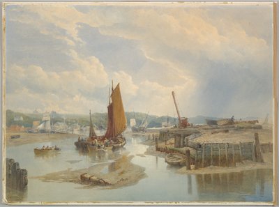 Eine Stadt an einem Ästuar bei Ebbe von Edward Duncan