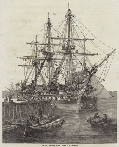 HM Schrauben-Linienschiff Caesar, 90, in Portsmouth von Edward Duncan