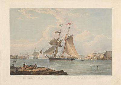 Die Mary, Joshua Collings, Kapitän, Einfahrt in den Hafen von La Valletta, auf der Insel Malta, 5. Dez. 1835 von Edward Duncan