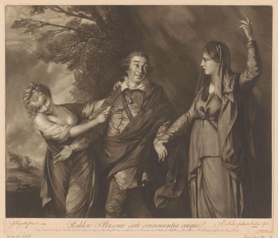Porträt von David Garrick zwischen Komödie und Tragödie von Edward Fisher