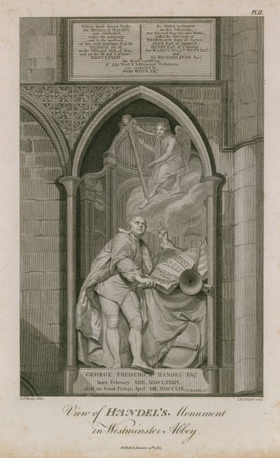 Ansicht des Händel-Denkmals in der Westminster Abbey von Edward Francis Burney