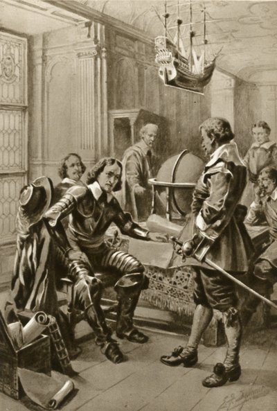 Robert Blake besucht Oliver Cromwell im Ratssaal in Whitehall von Edward Frederick Skinner
