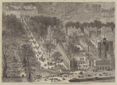 Vogelperspektive auf Buckingham und St. James Paläste, zeigt die Prozession von Edward Hull