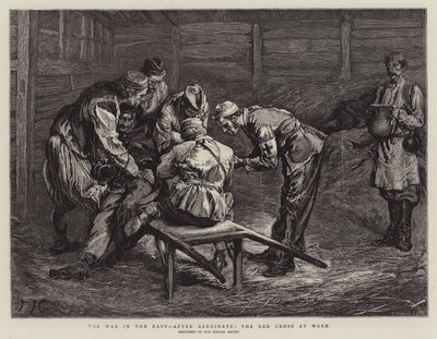 Der Krieg im Osten, nach Alexinatz, das Rote Kreuz bei der Arbeit von Edward John Gregory